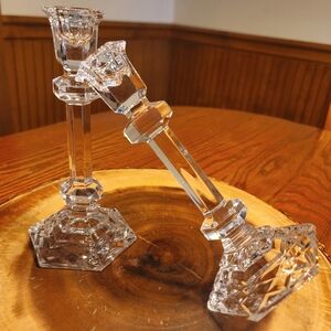 Fancy Galway Irish Crystal Candlesticks Set Of 2 Signed